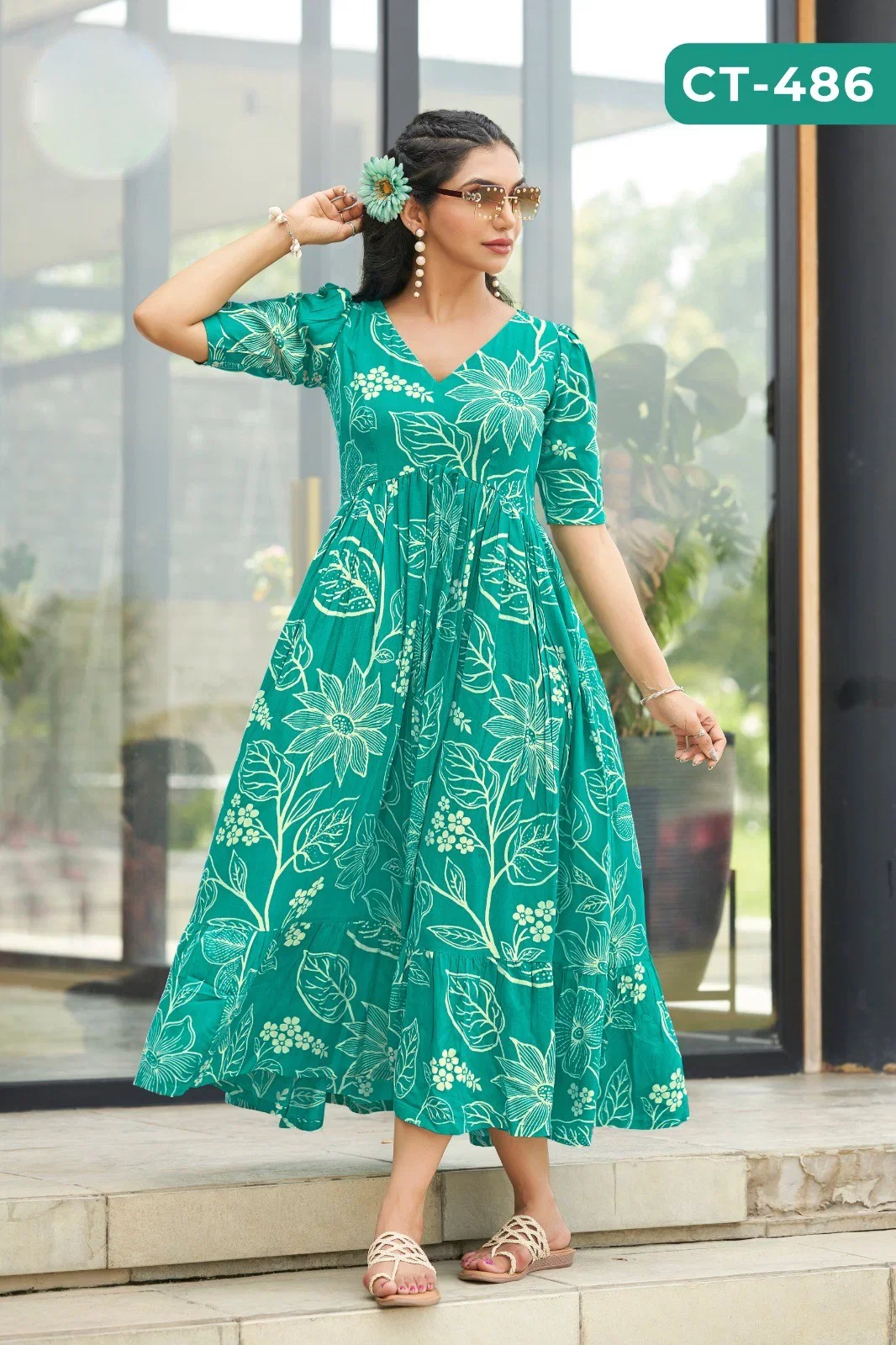 Ctz Rambha Rayon Printed Balloon Sleeve One Piece Top Collection