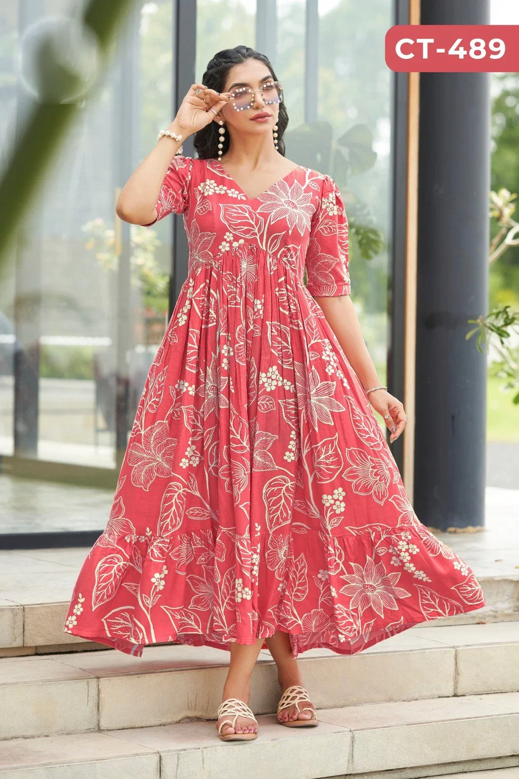 Ctz Rambha Rayon Printed Balloon Sleeve One Piece Top Collection