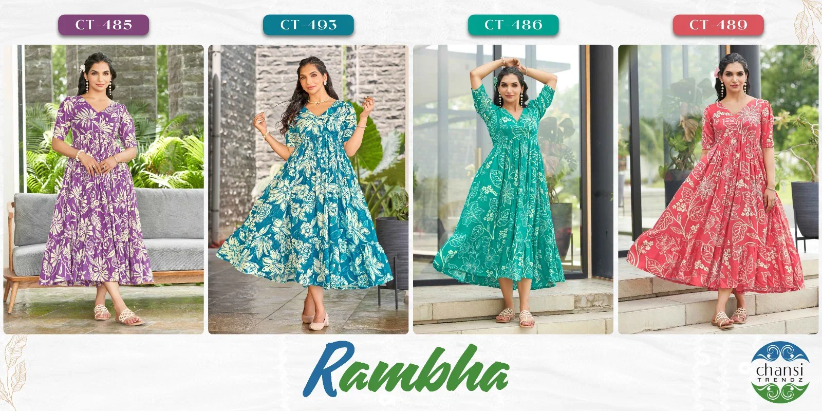 Ctz Rambha Rayon Printed Balloon Sleeve One Piece Top Collection