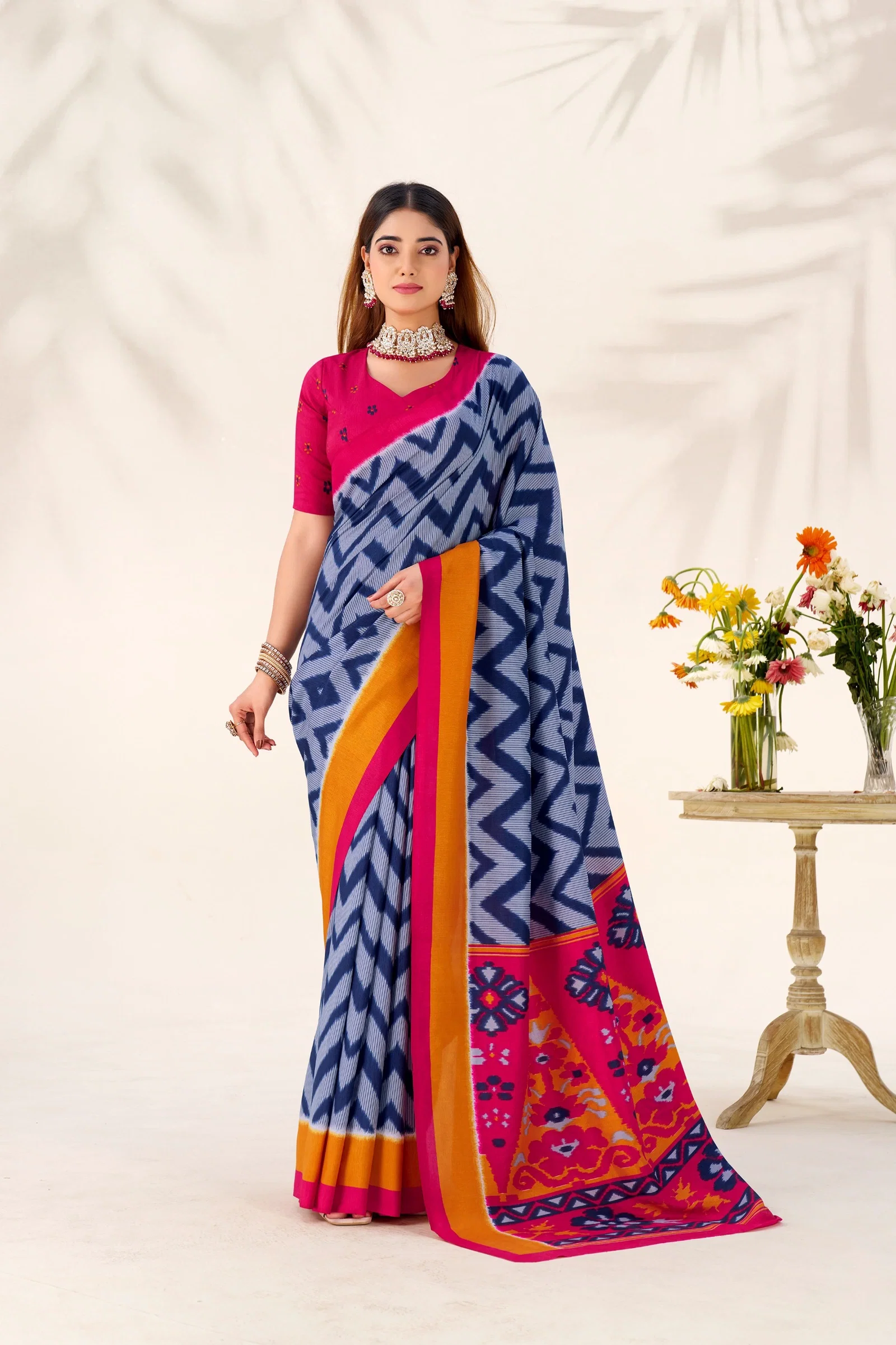 Lekha YF 7043 Tasar Silk Zig Zag Printed Saree Collection