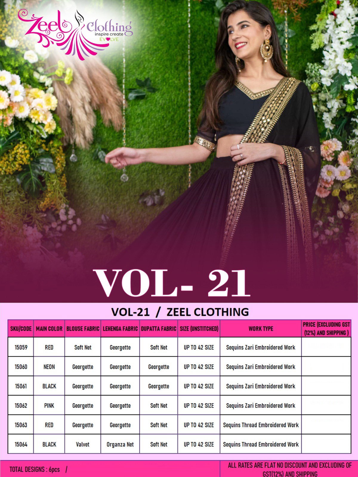 Zeel Vol 21 Georgette With Embroidery Work Lehenga Choli Collection