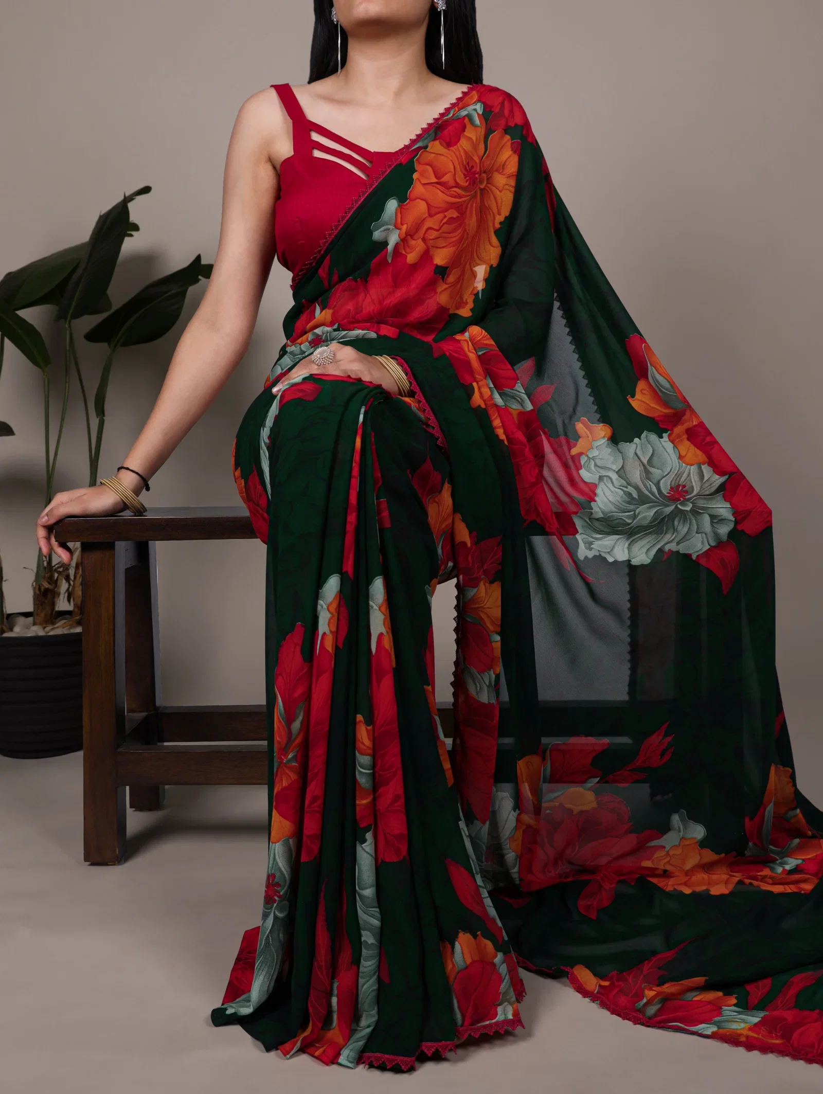 Lekha YF 7032 Weightless Marbal Floral Printed Saree Collection