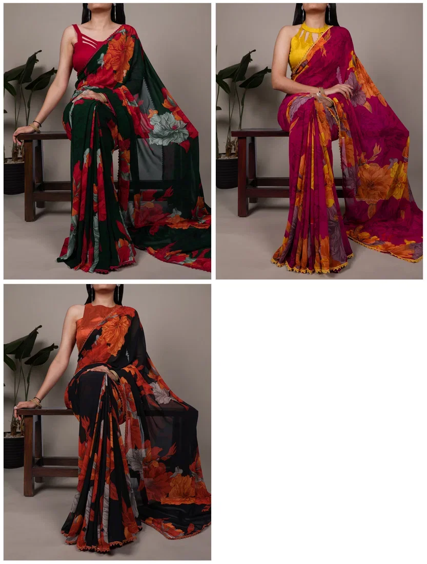 Lekha YF 7032 Weightless Marbal Floral Printed Saree Collection
