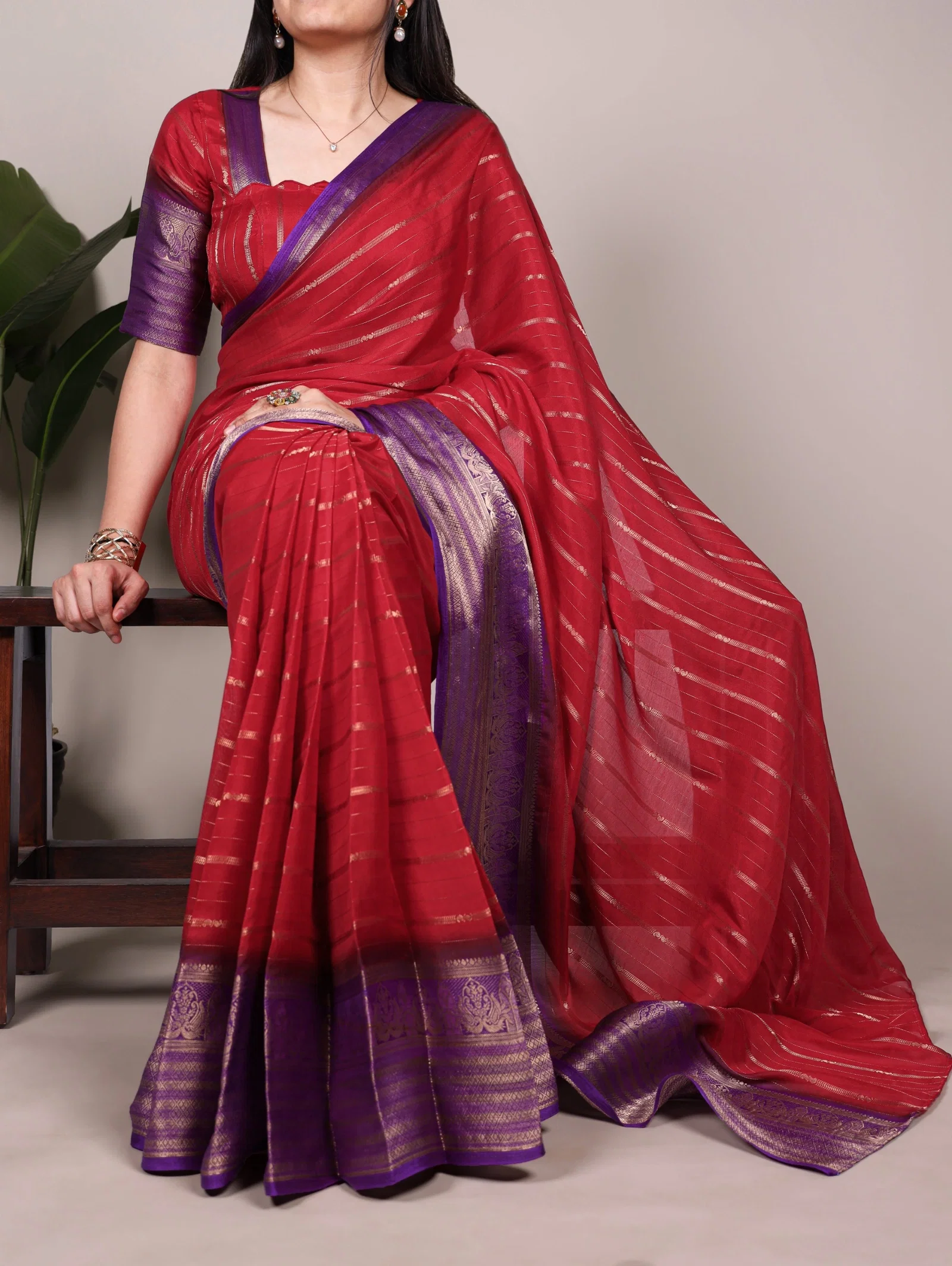 Lekha YF 7029 Red Color Crepe Zari Weaving Fancy Saree