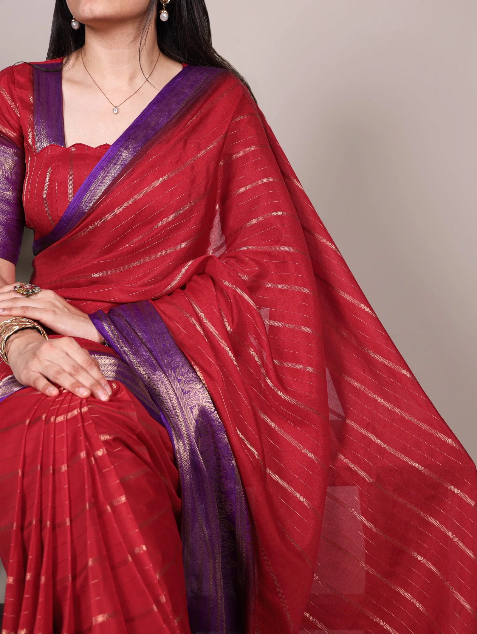 Lekha YF 7029 Red Color Crepe Zari Weaving Fancy Saree
