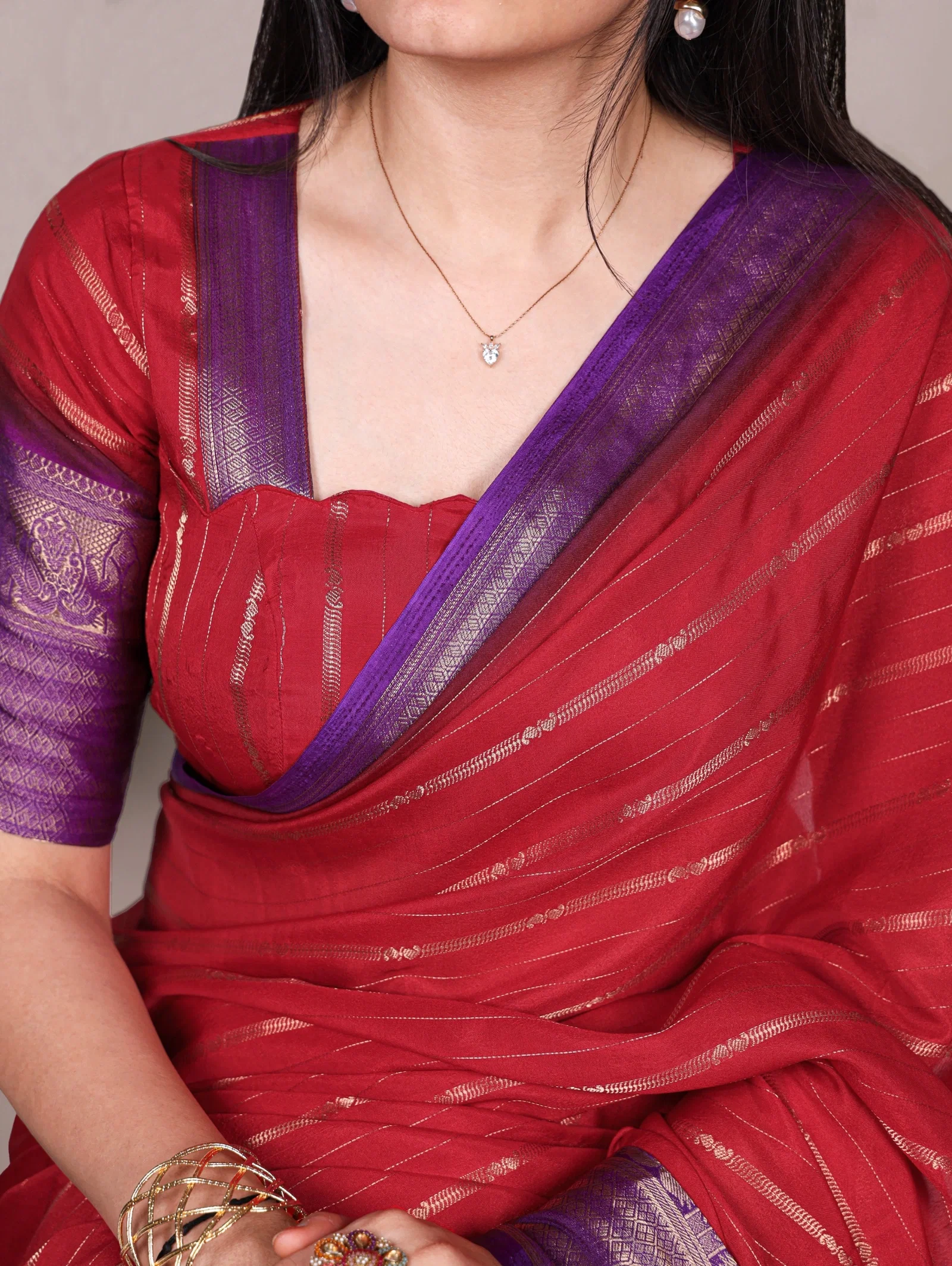 Lekha YF 7029 Red Color Crepe Zari Weaving Fancy Saree