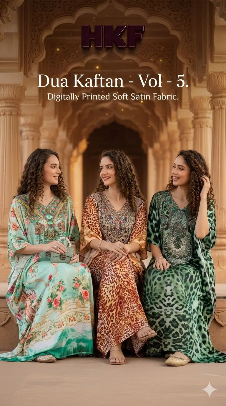 Hkf Dua Kaftan Vol 5 Soft Satin Printed Fancy Kaftan Collection