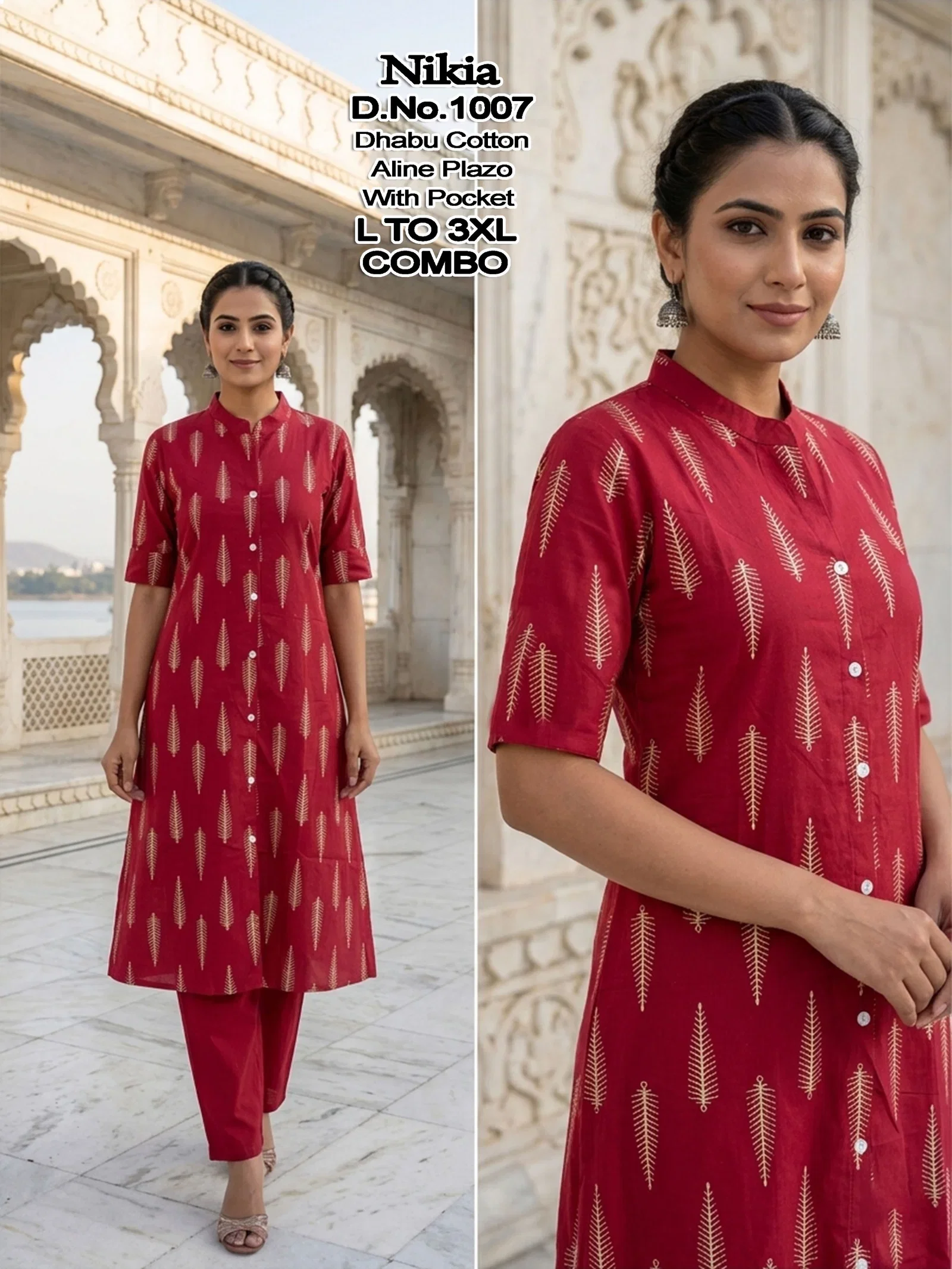 De Nikia Dhabu Cotton Printed Kurti With Bottom Collection