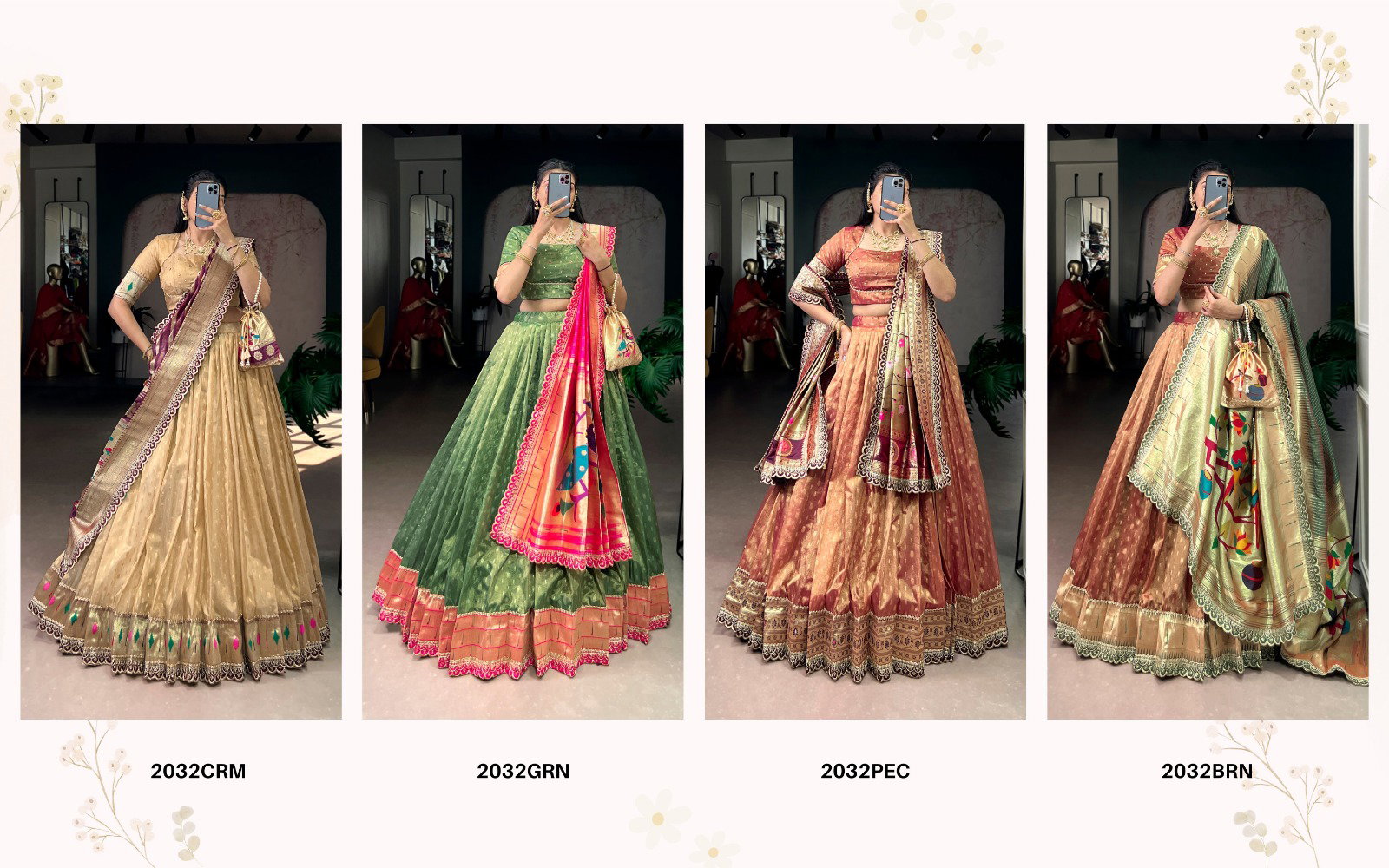 Lekha YF 2032 Shimmer Organza Zari Weaving Work Paithani Lehenga Choli Collection