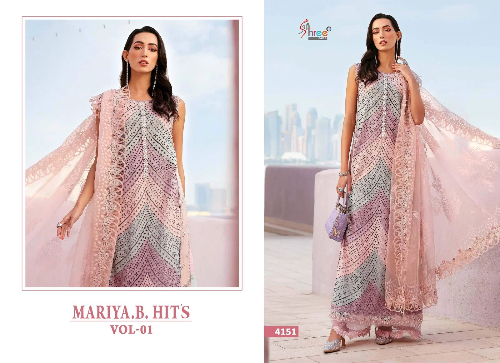 Shree Maria B Hits Vol 1 Cotton Dupatta Cotton Embroidered Salwar Kameez