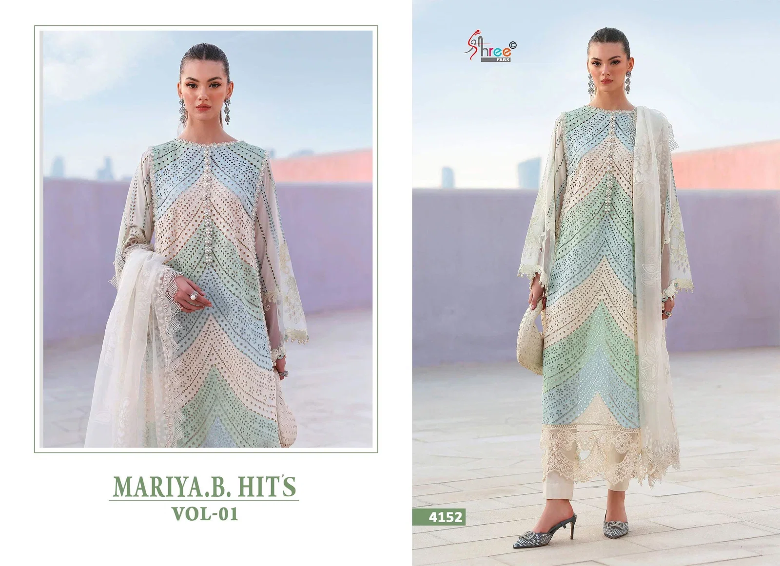 Shree Maria B Hits Vol 1 Cotton Dupatta Cotton Embroidered Salwar Kameez