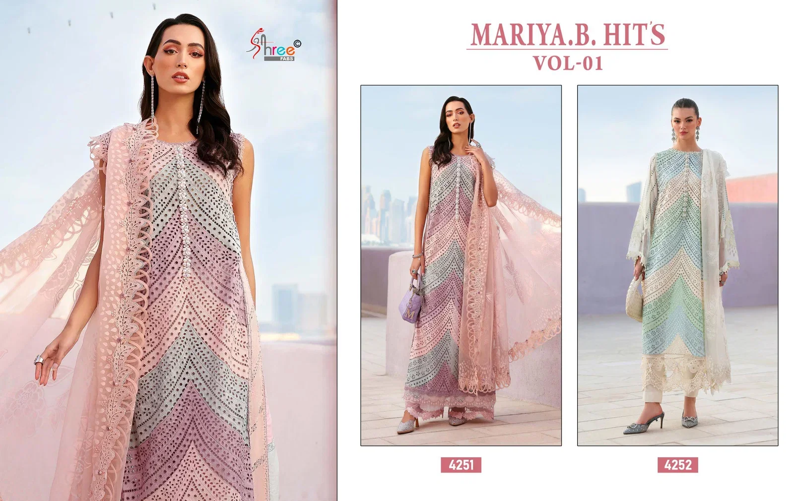Shree Maria B Hits Vol 1 Cotton Dupatta Cotton Embroidered Salwar Kameez