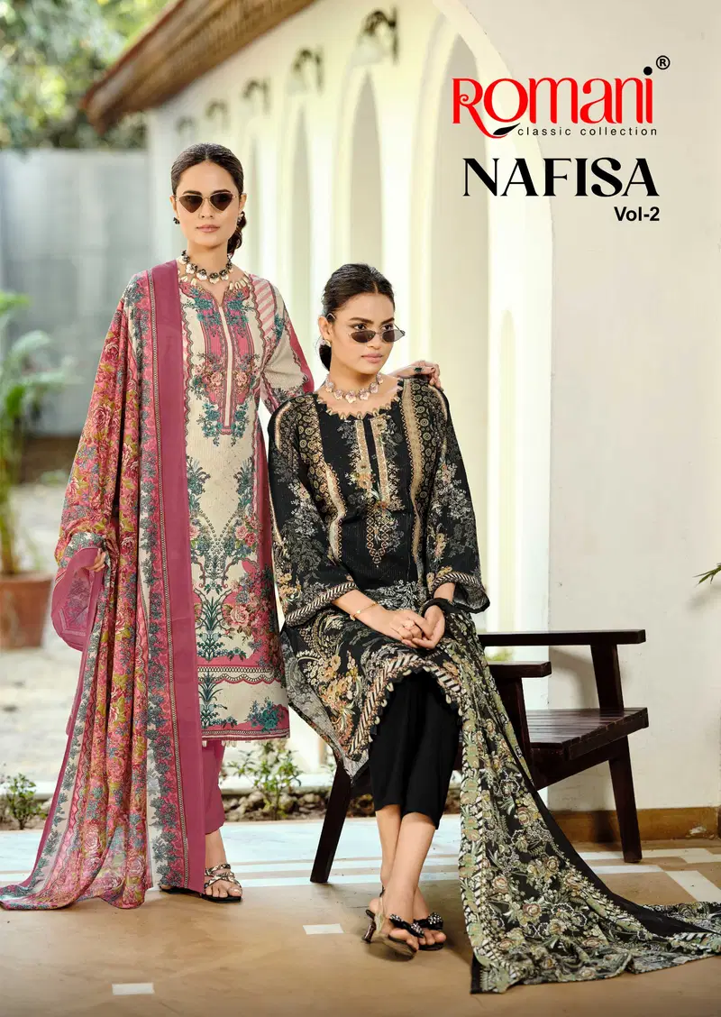 Romani Nafisa Vol 2 Cotton Digital Printed Embroidered Dress Material