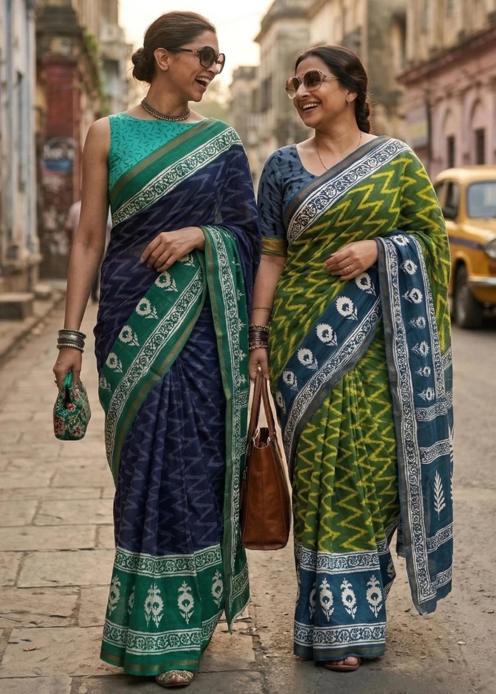 Sm Yami 44 Bagru Block Print Soft Maslin Cotton sarees with blouse