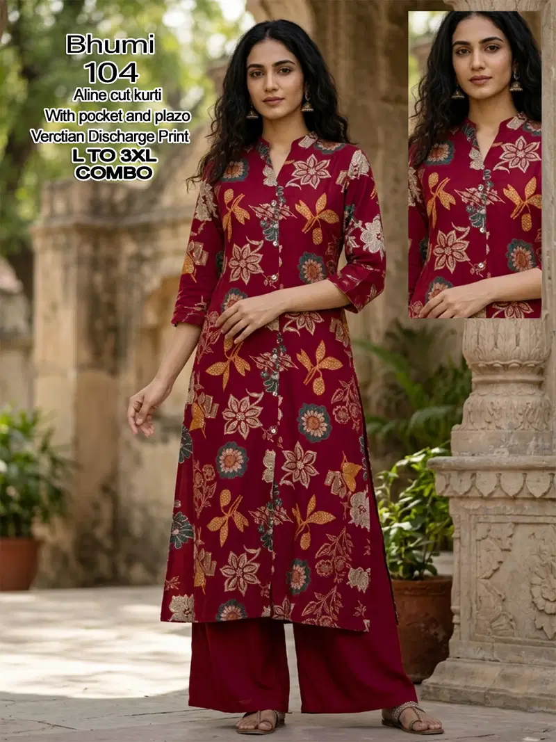 Bhumi D No 101 To 08 Vertican Silk A Line Cut Kurti With Bottom Collection