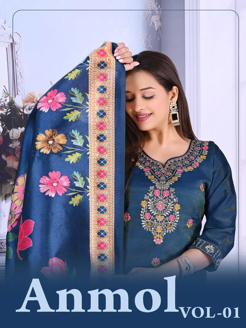 Anmol Vol 01 Roman Simmar Fancy Kurti With Bottom Dupatta
