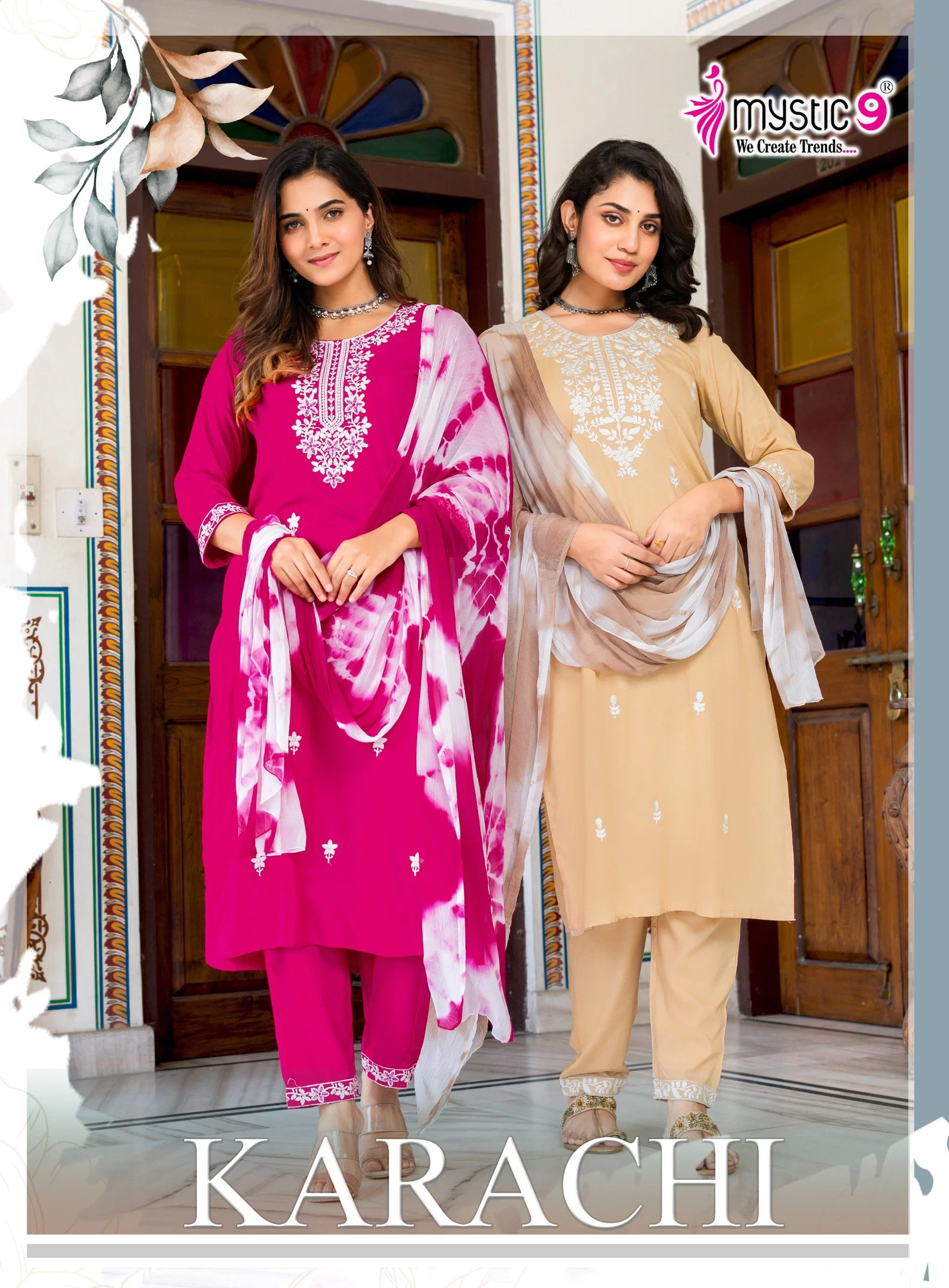 Mystic 9 Karachi Vol 9 Heavy Rayon Straight Kurta With Bottom And Dupatta