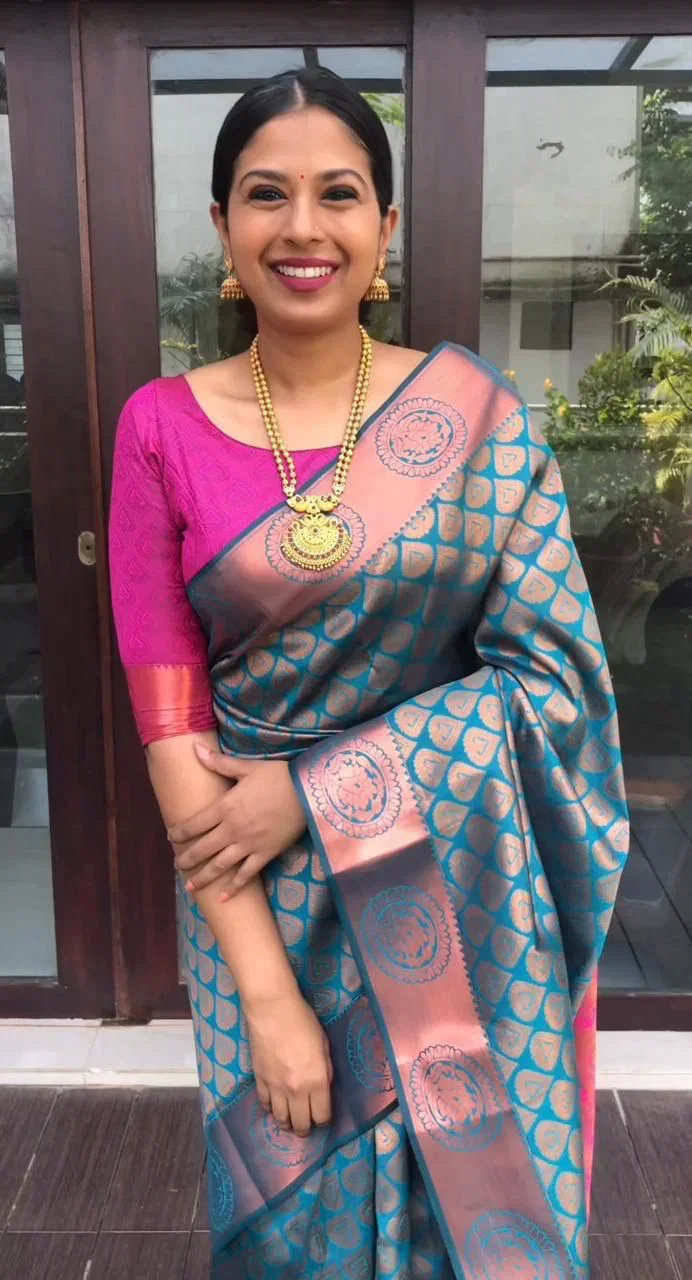 Soft Silk 4065 Lichi Silk Jacquard Work Saree Collection