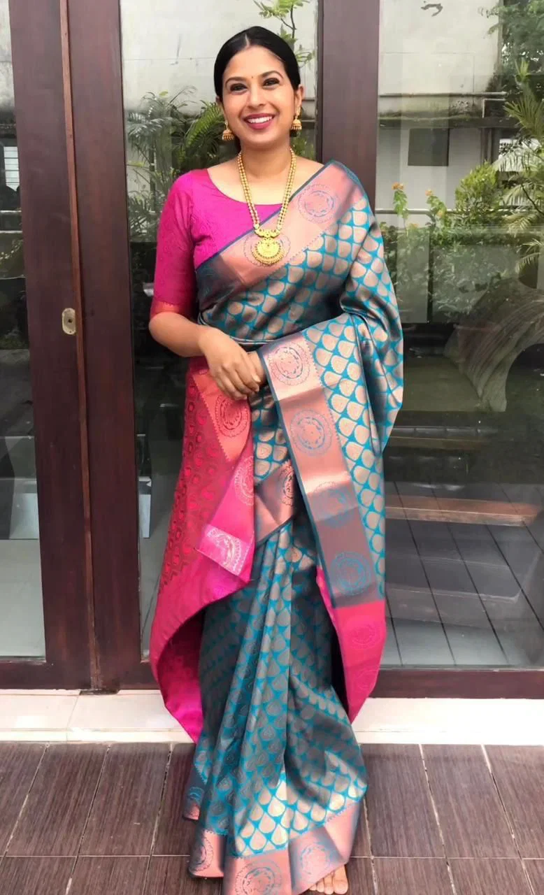 Soft Silk 4065 Lichi Silk Jacquard Work Saree Collection