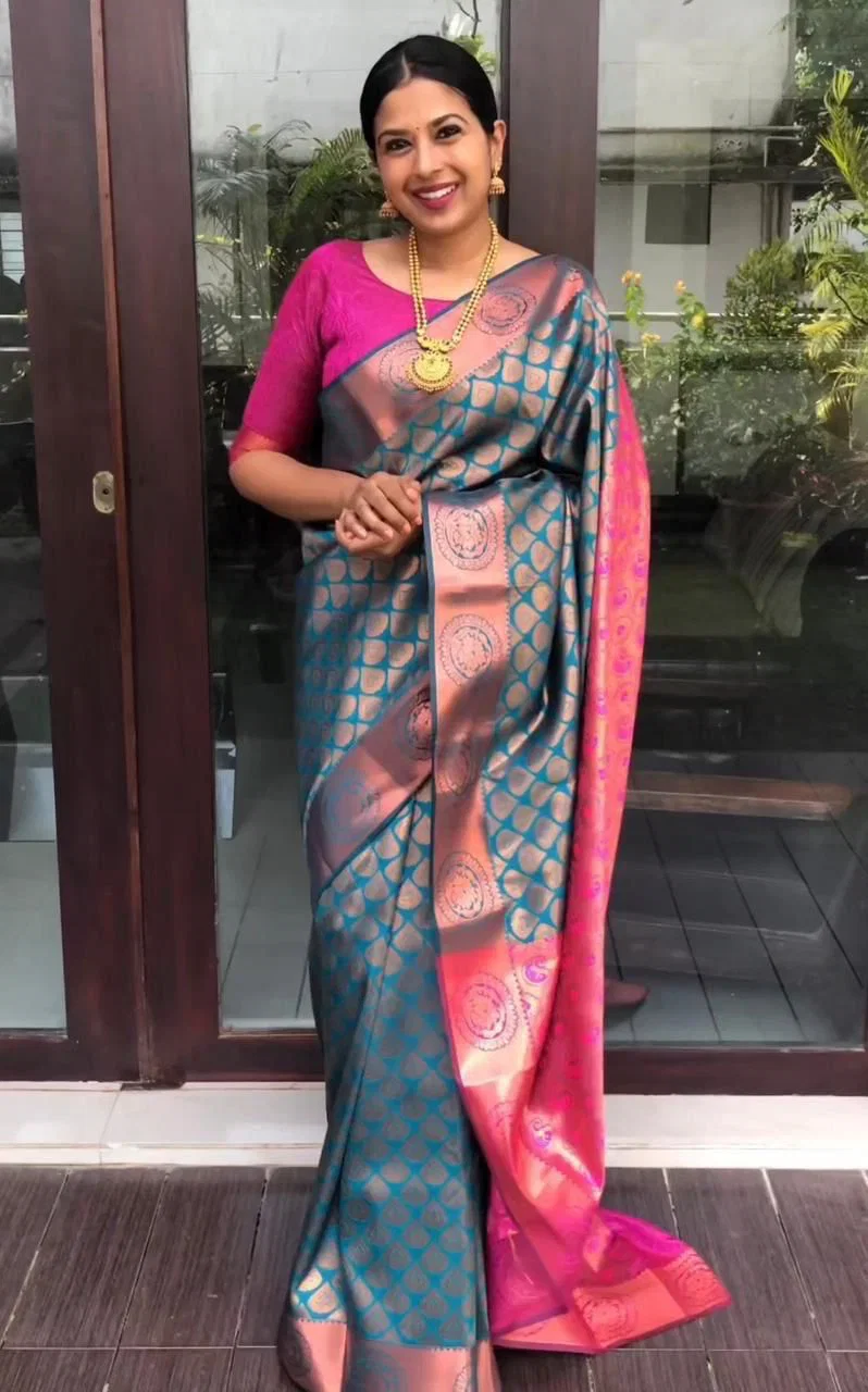 Soft Silk 4065 Lichi Silk Jacquard Work Saree Collection