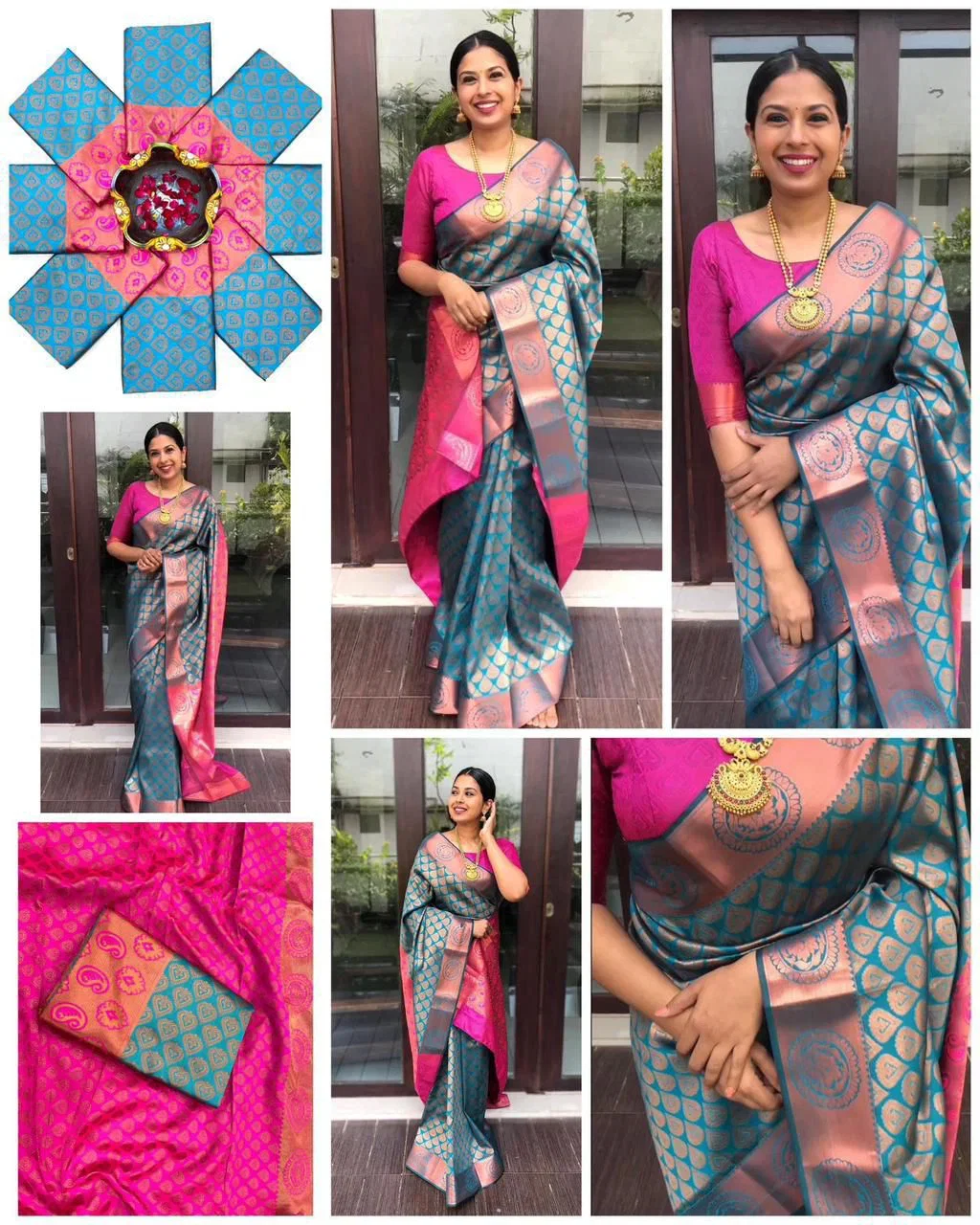 Soft Silk 4065 Lichi Silk Jacquard Work Saree Collection