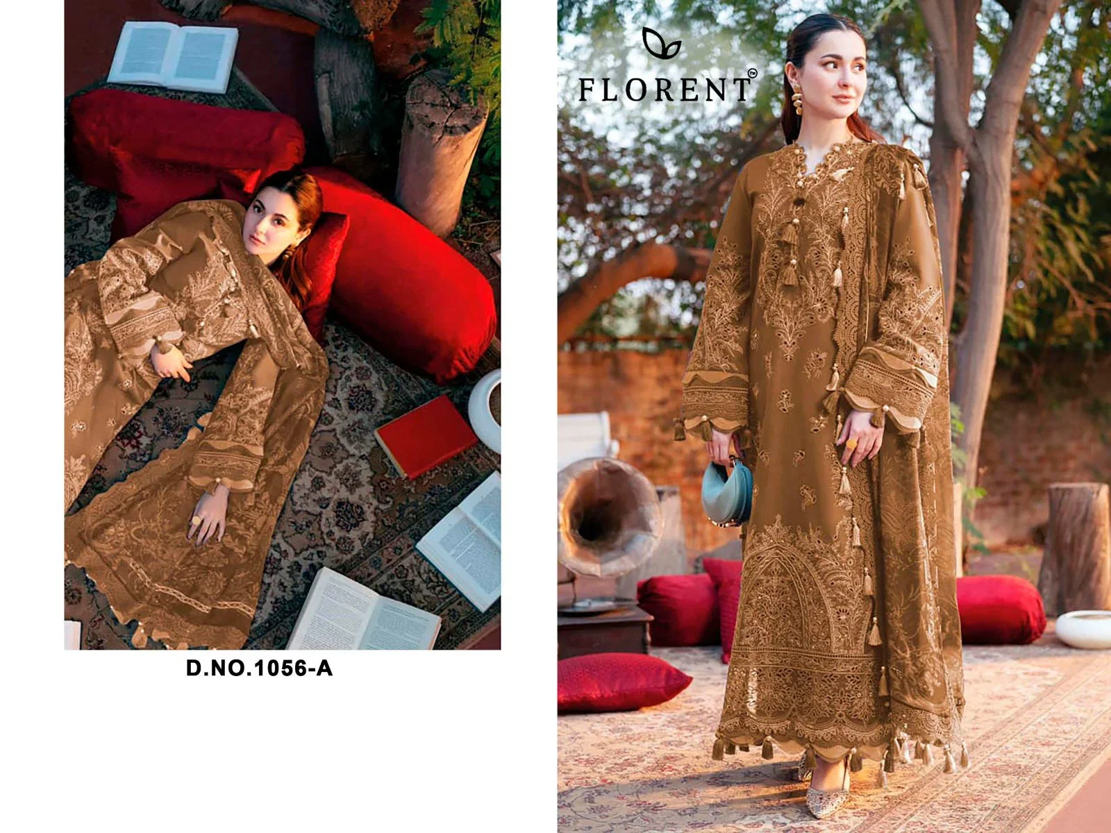 Florent 1056 A Chiffon Dupatta Cotton Embroidered Salwar Kameez Collection