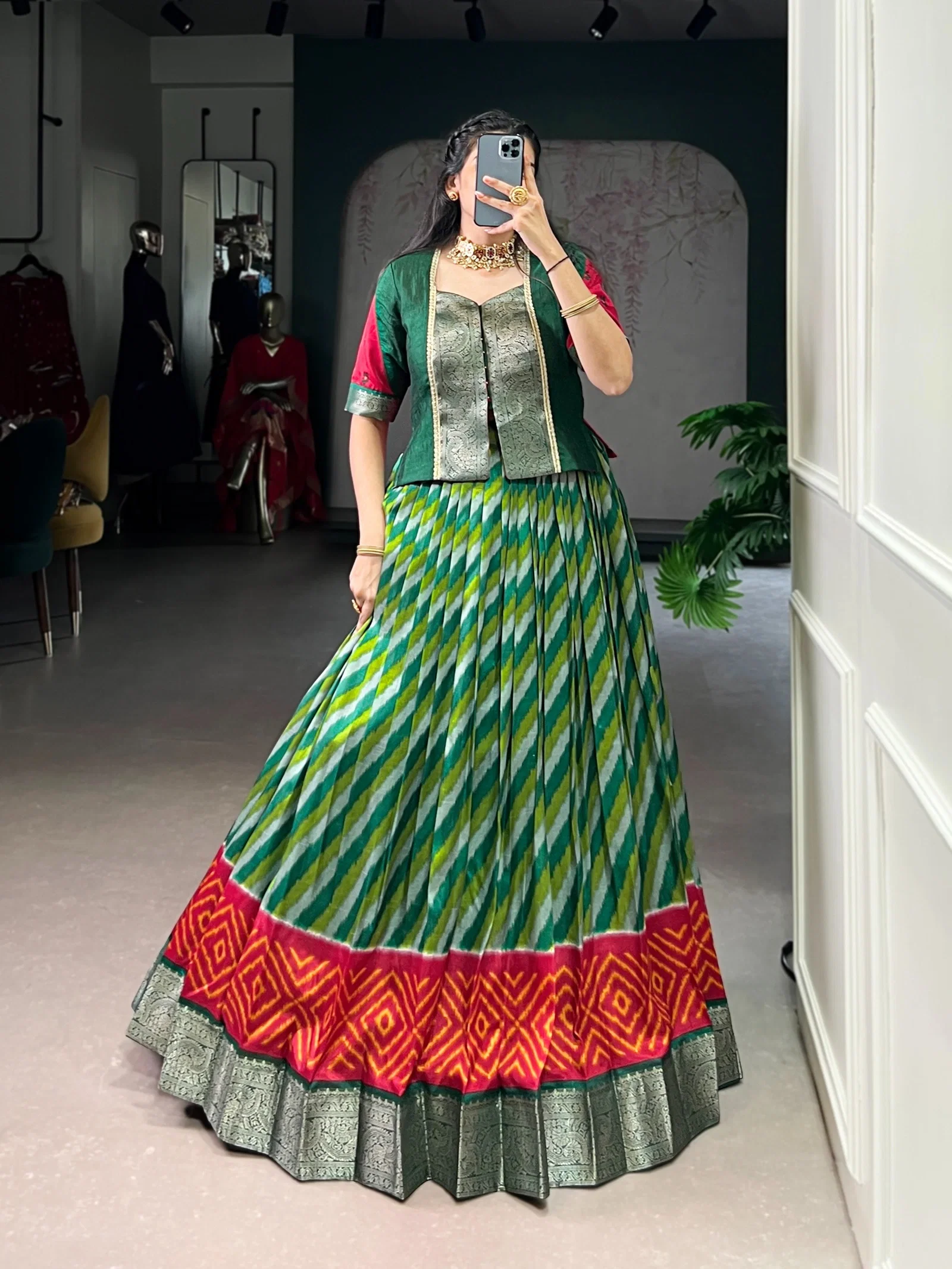 Lekha YF 1107 Tasar Silk Leheriya Printed Co Ord Set Lehenga