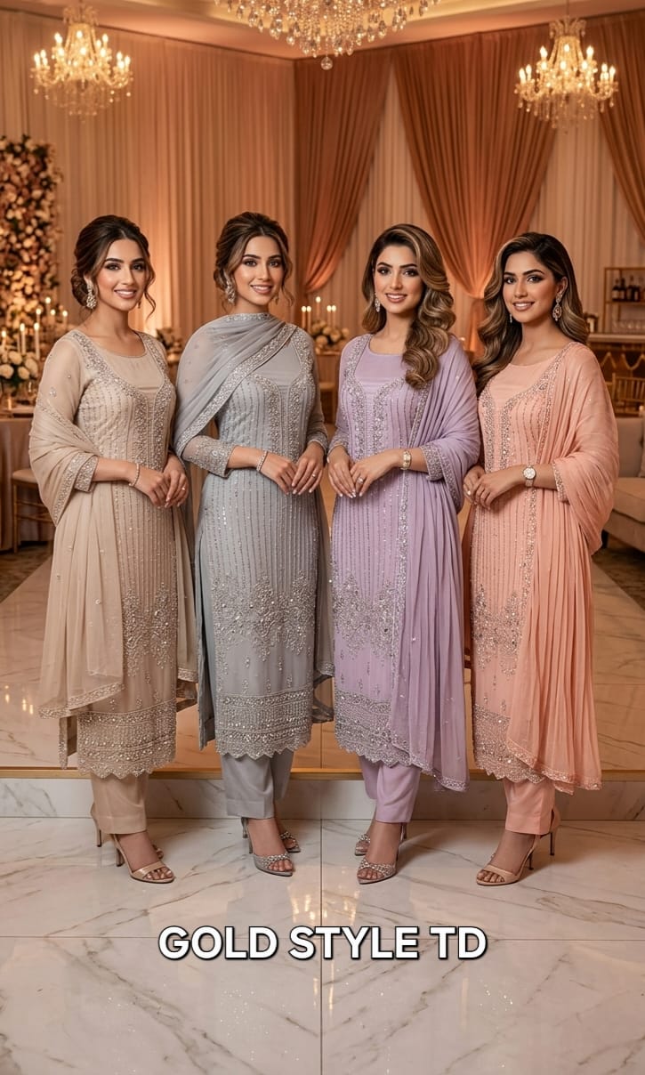 FM Gold Style Td Premium Georgette With Cutwork Lace Salwar Kameez