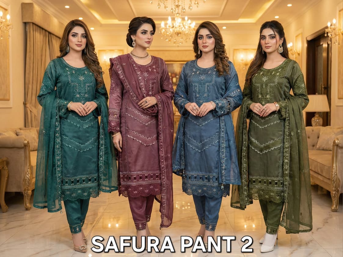FM Safura Pant vol 2 Imported Cosmos With Embroidery Pakistani Readymade