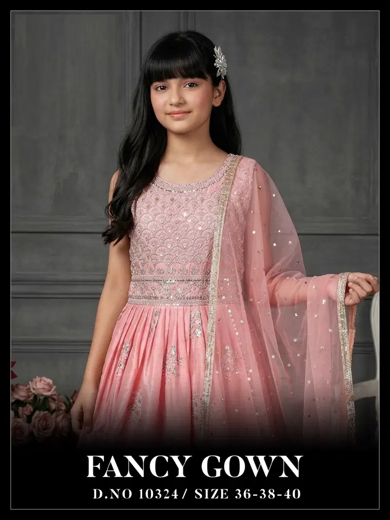 Fancy Gown 10324 Chanderi Silk Gown With Dupatta Collection