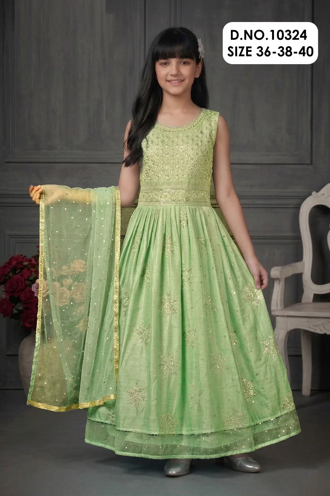 Fancy Gown 10324 Chanderi Silk Gown With Dupatta Collection