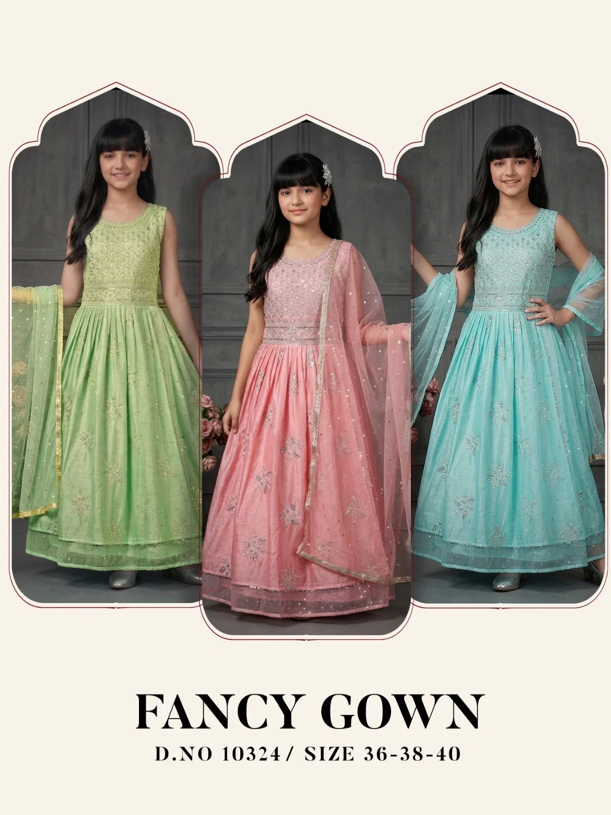 Fancy Gown 10324 Chanderi Silk Gown With Dupatta Collection