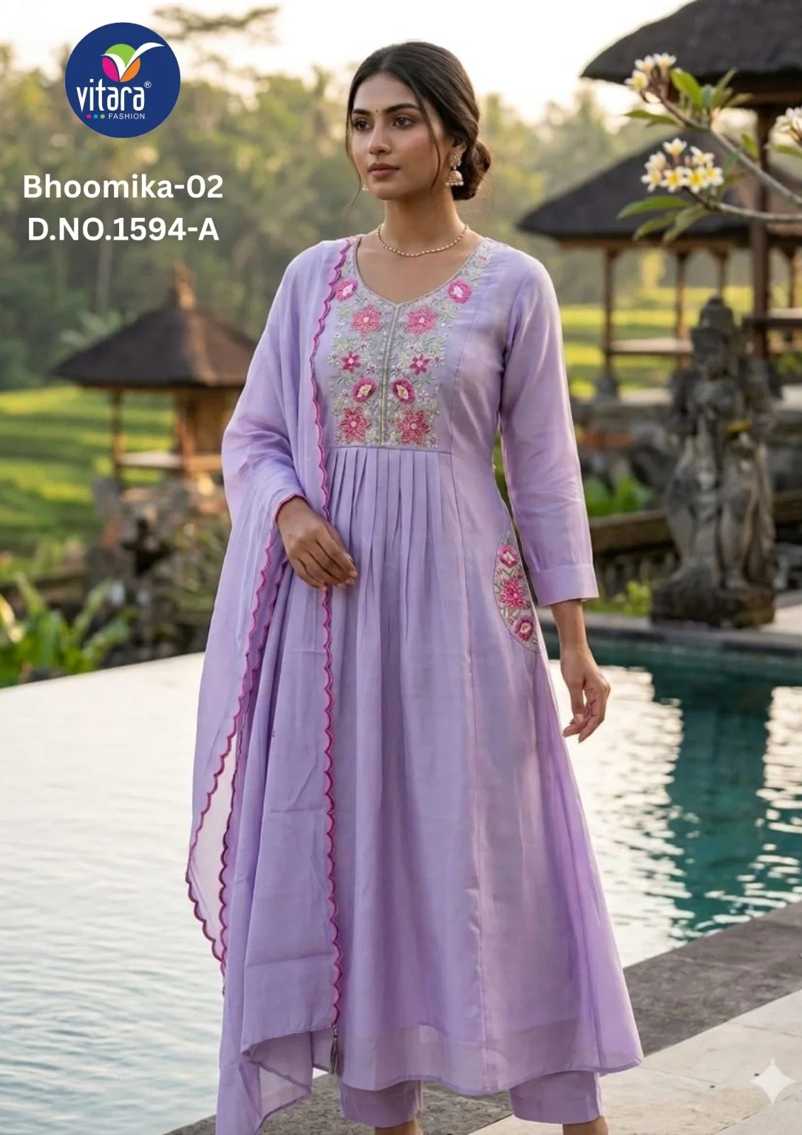 Vitara Bhoomika Vol 2 Mal Chanderi With Embroidery And Handwork 3pcs Combo set