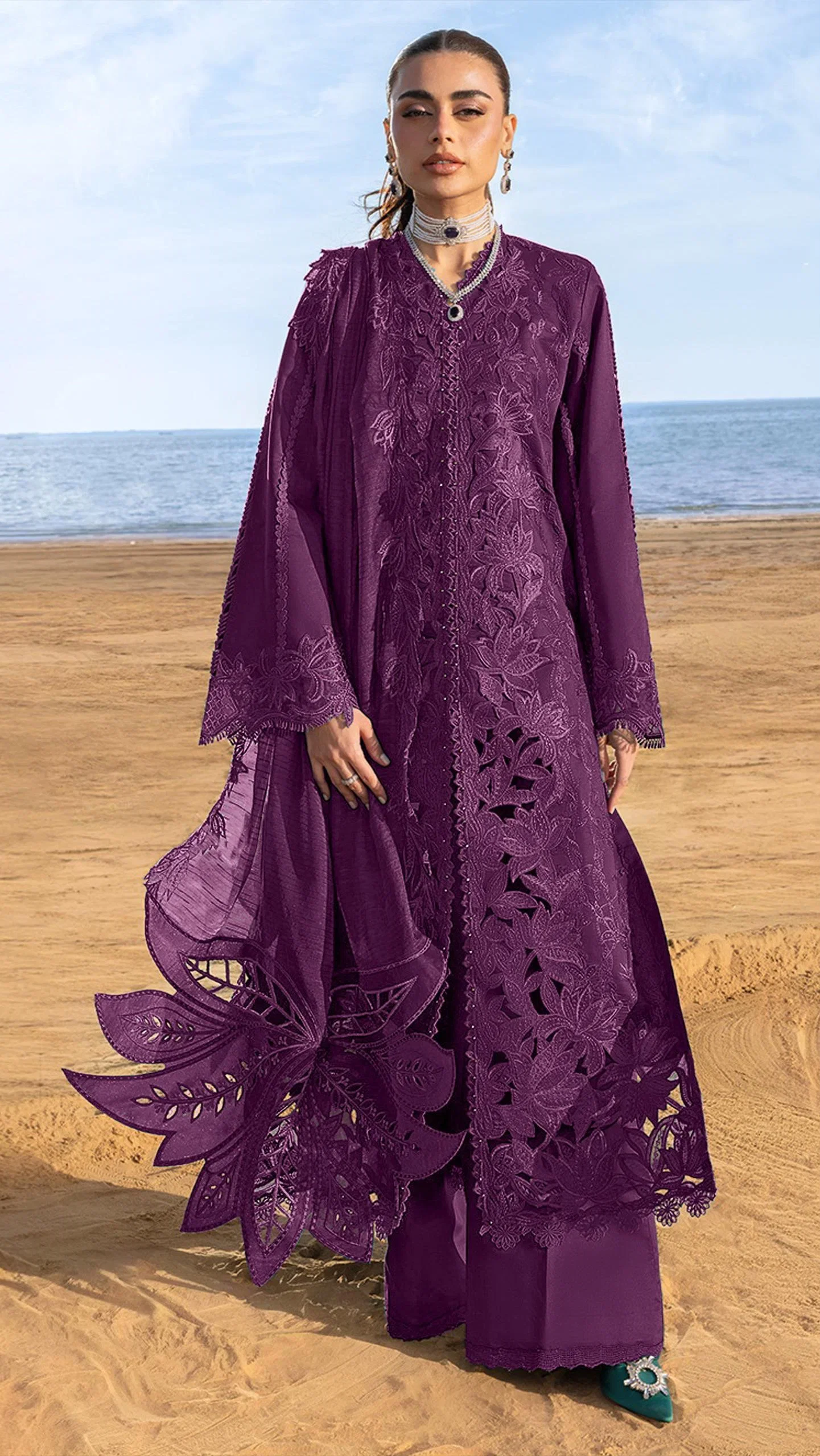 Bilqis B 280 A To D Readymade Cambric Cotton Embroidered Salwar Kameez