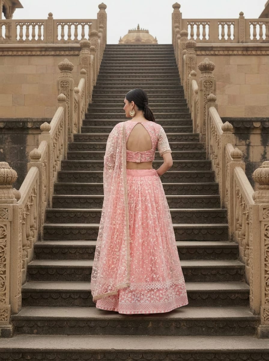 Center 170 Designer Net Fabric Semi Stitched With Canvas and Cancan Lehenga
