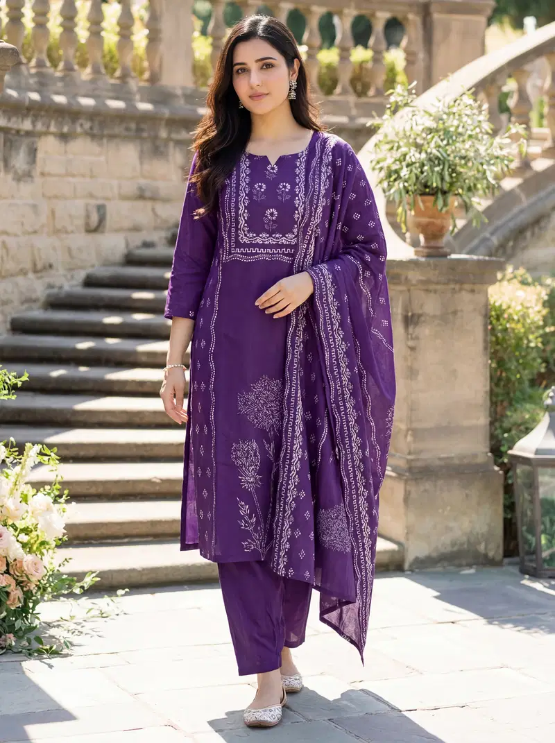 Laxmegha 01 Muslin Position Hand Printed Kurti And Pant Dupatta