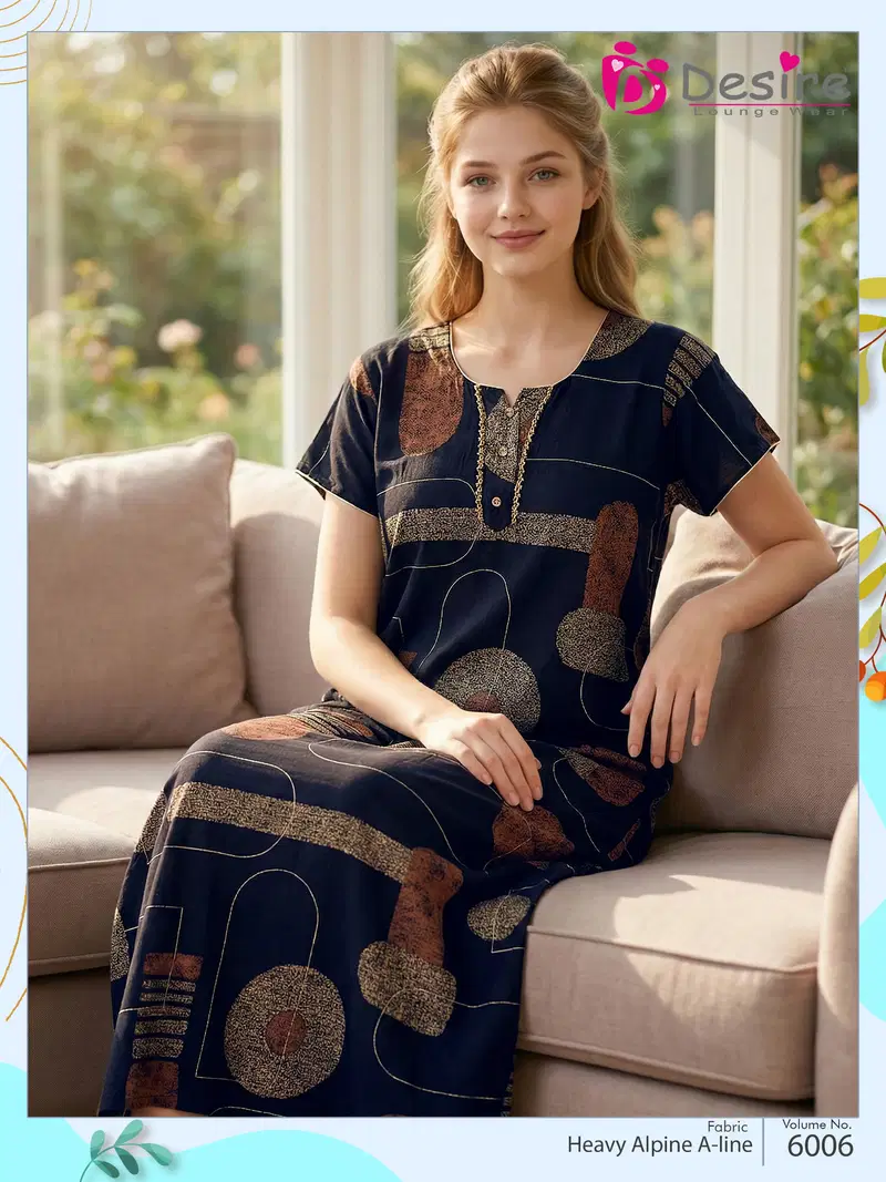 Desire Alphine Cotton Printed Daily Wear Nighty Collection
