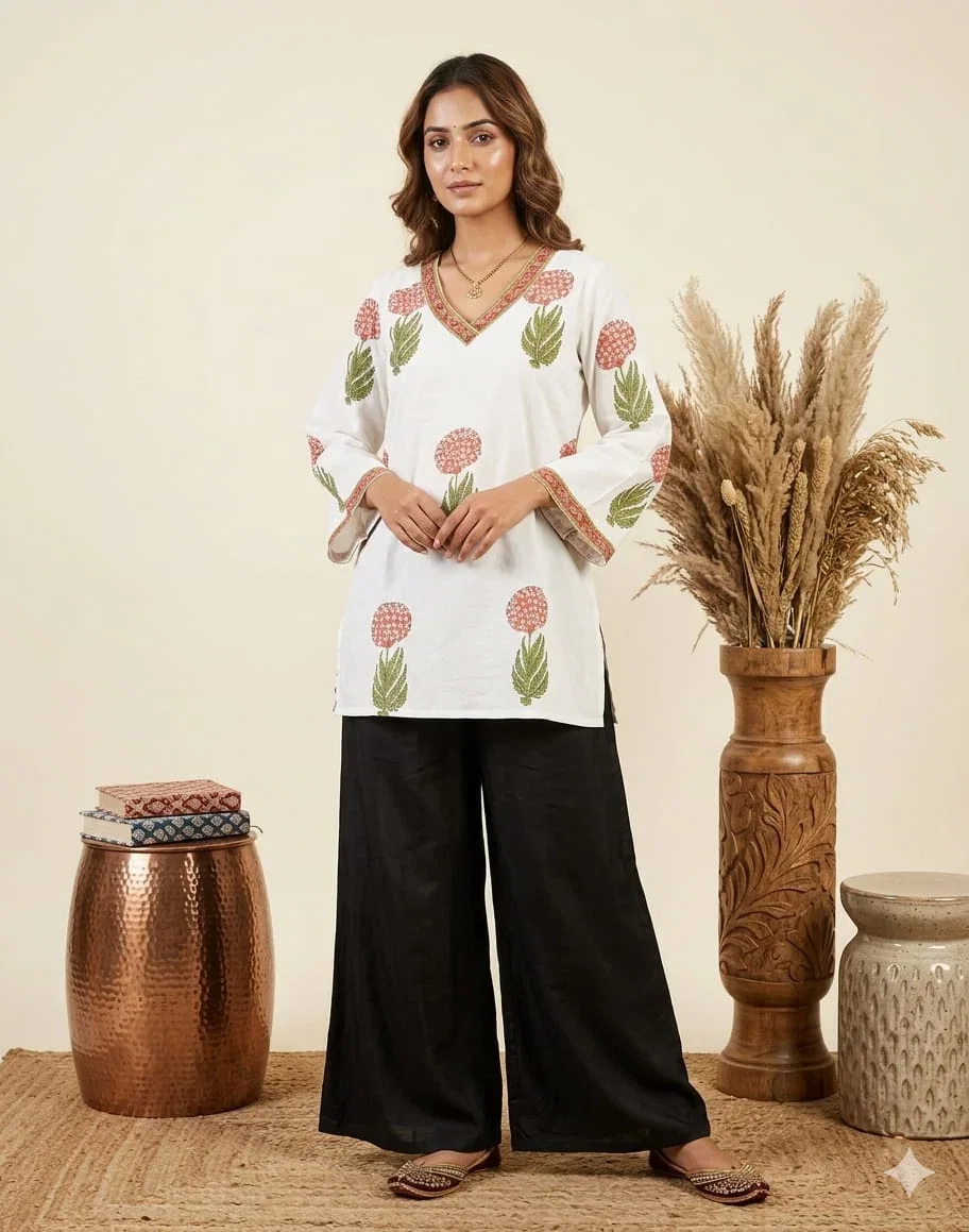 Naisha K 843 Cotton Hand Block Printed Short Kurti Collection