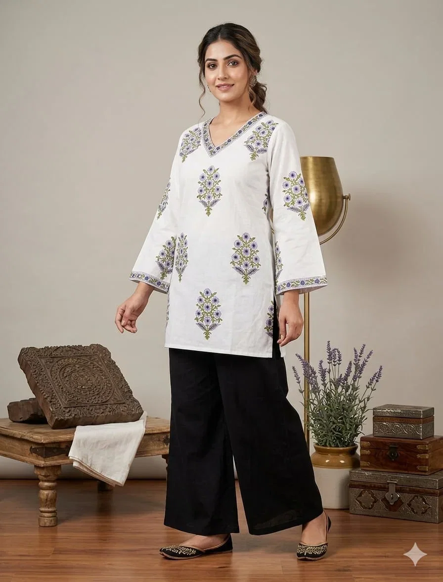 Naisha K 843 Cotton Hand Block Printed Short Kurti Collection