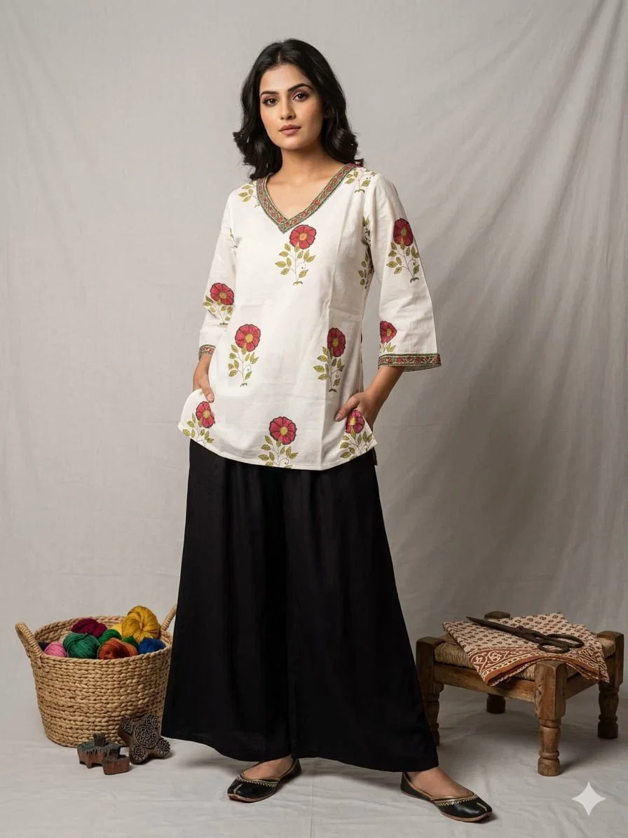 Naisha K 843 Cotton Hand Block Printed Short Kurti Collection