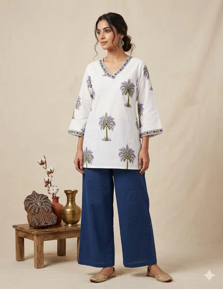 Naisha K 843 Cotton Hand Block Printed Short Kurti Collection