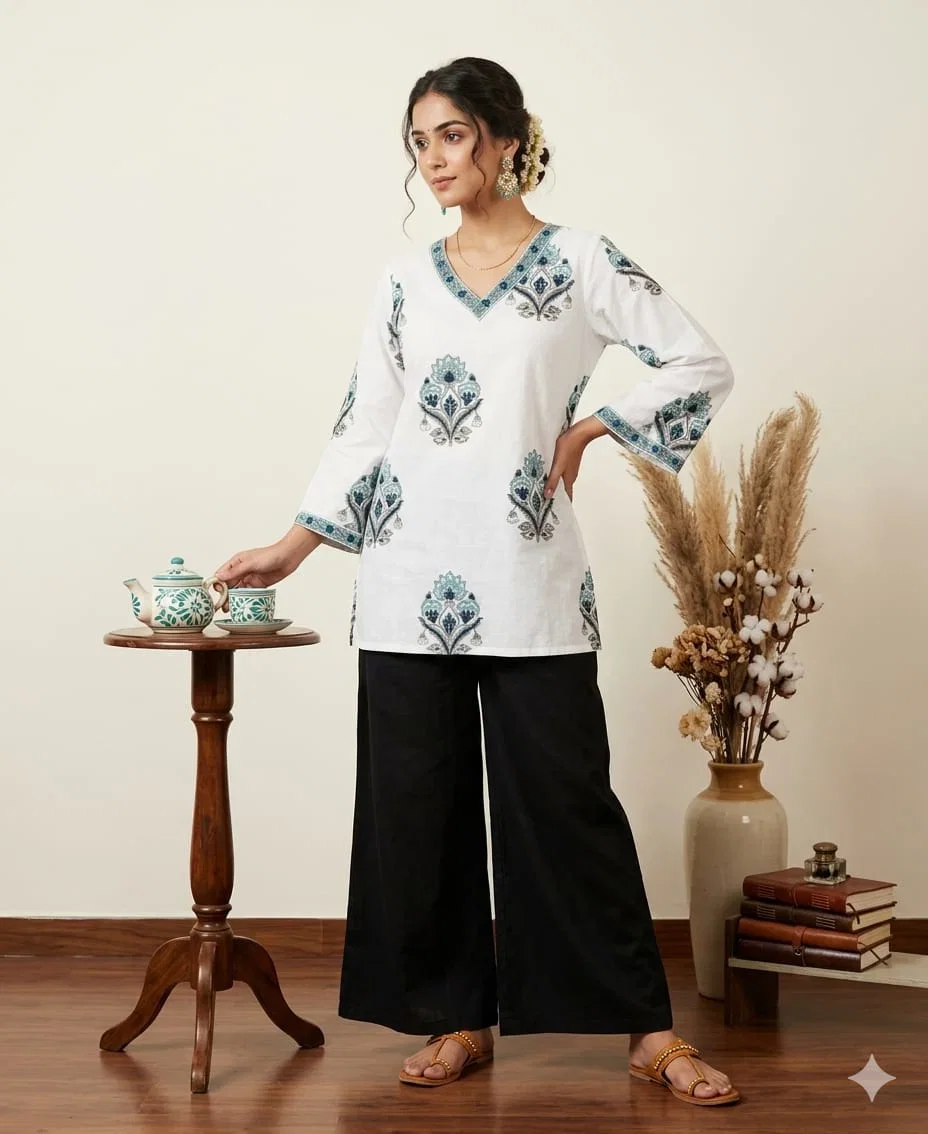 Naisha K 843 Cotton Hand Block Printed Short Kurti Collection