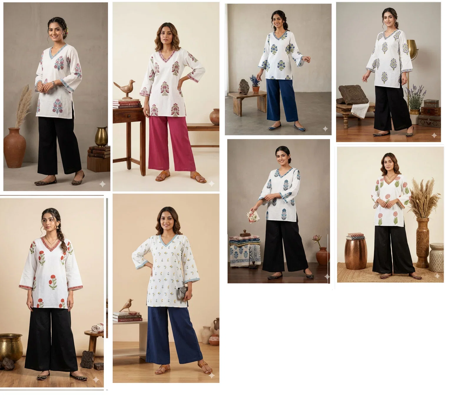 Naisha K 843 Cotton Hand Block Printed Short Kurti Collection