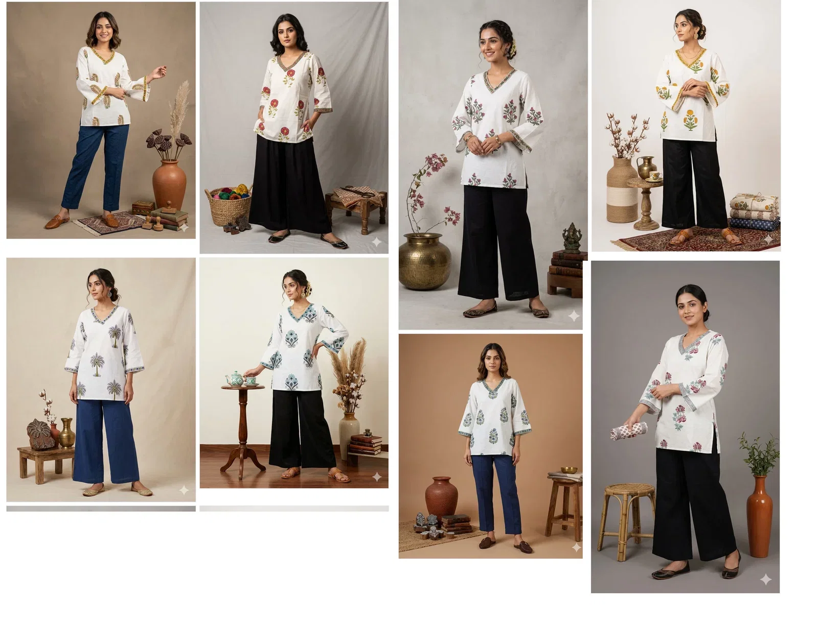 Naisha K 843 Cotton Hand Block Printed Short Kurti Collection