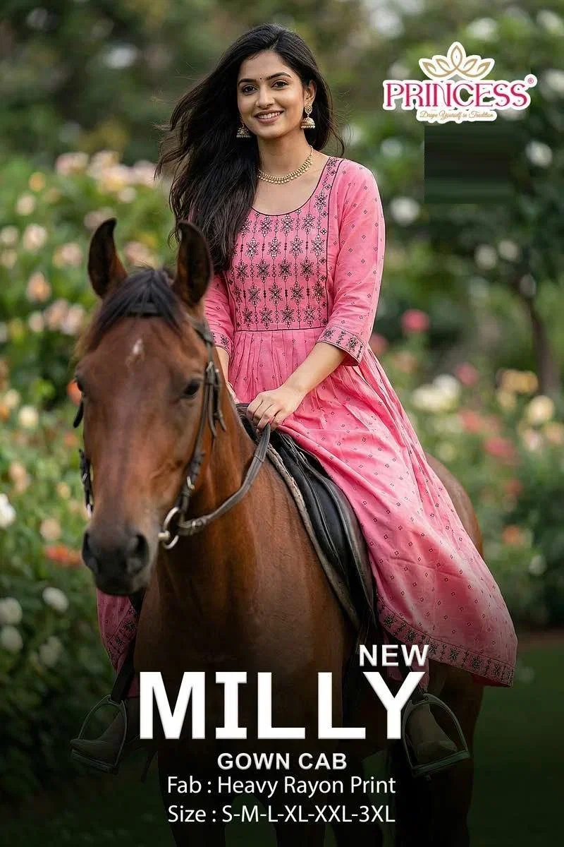 Princess New Milly Rayon Printed Fancy Long Kurti Collection