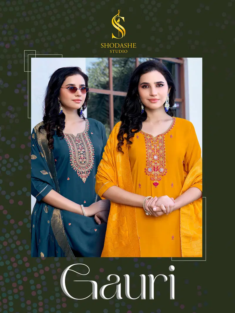 Shodashe Gauri Viscose Silk Zari Worked Kurti Bottom With Dupatta
