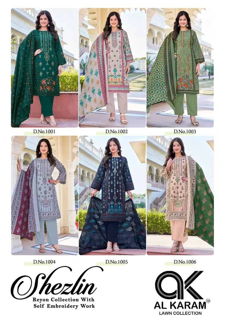 Al Karam Shezlin Vol 1 Rayon Cotton Printed Fancy Dress Matertial