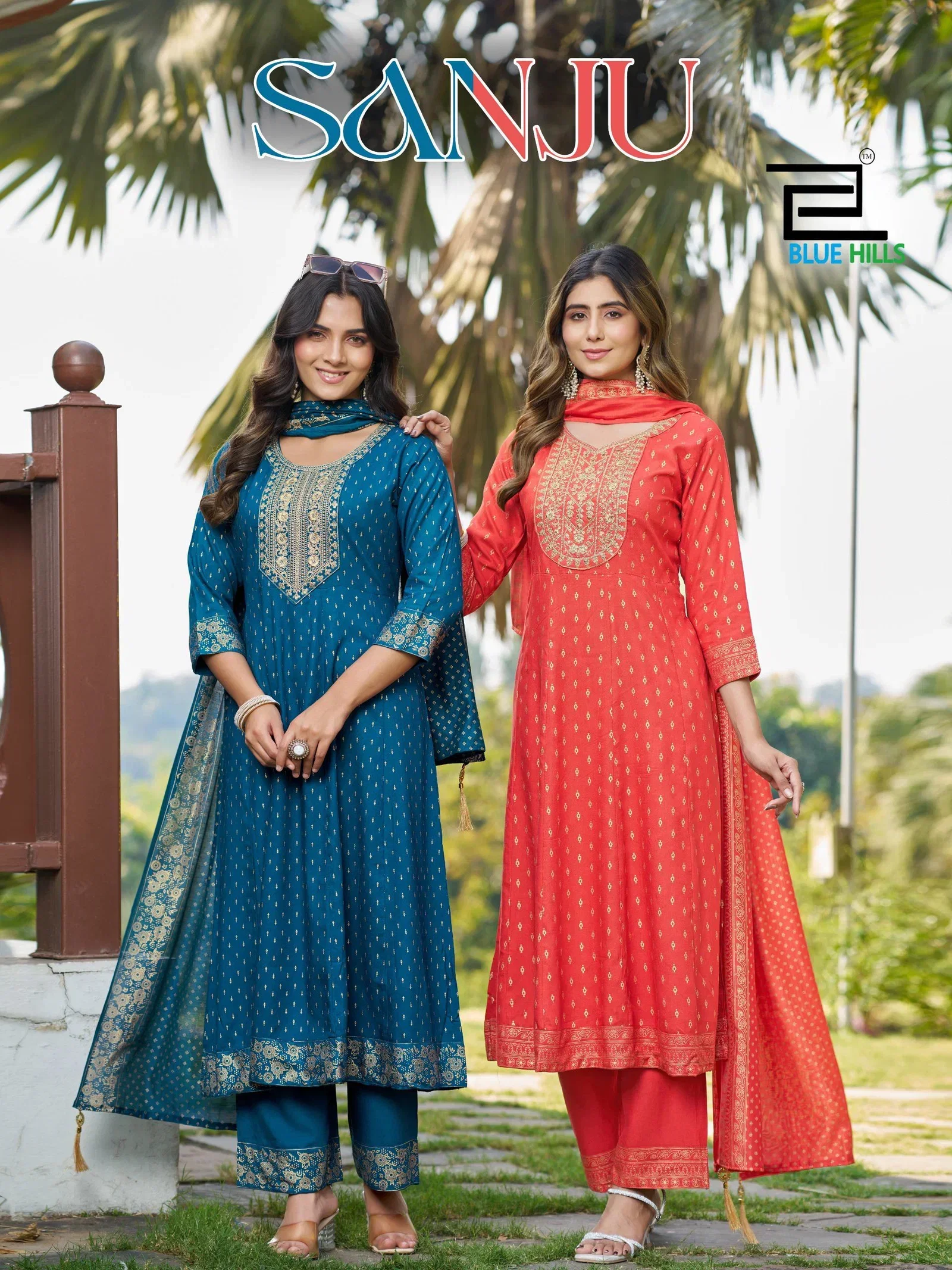 Blue Hills Sanju Rayon Foil Printed Kurti With Bottom Dupatta