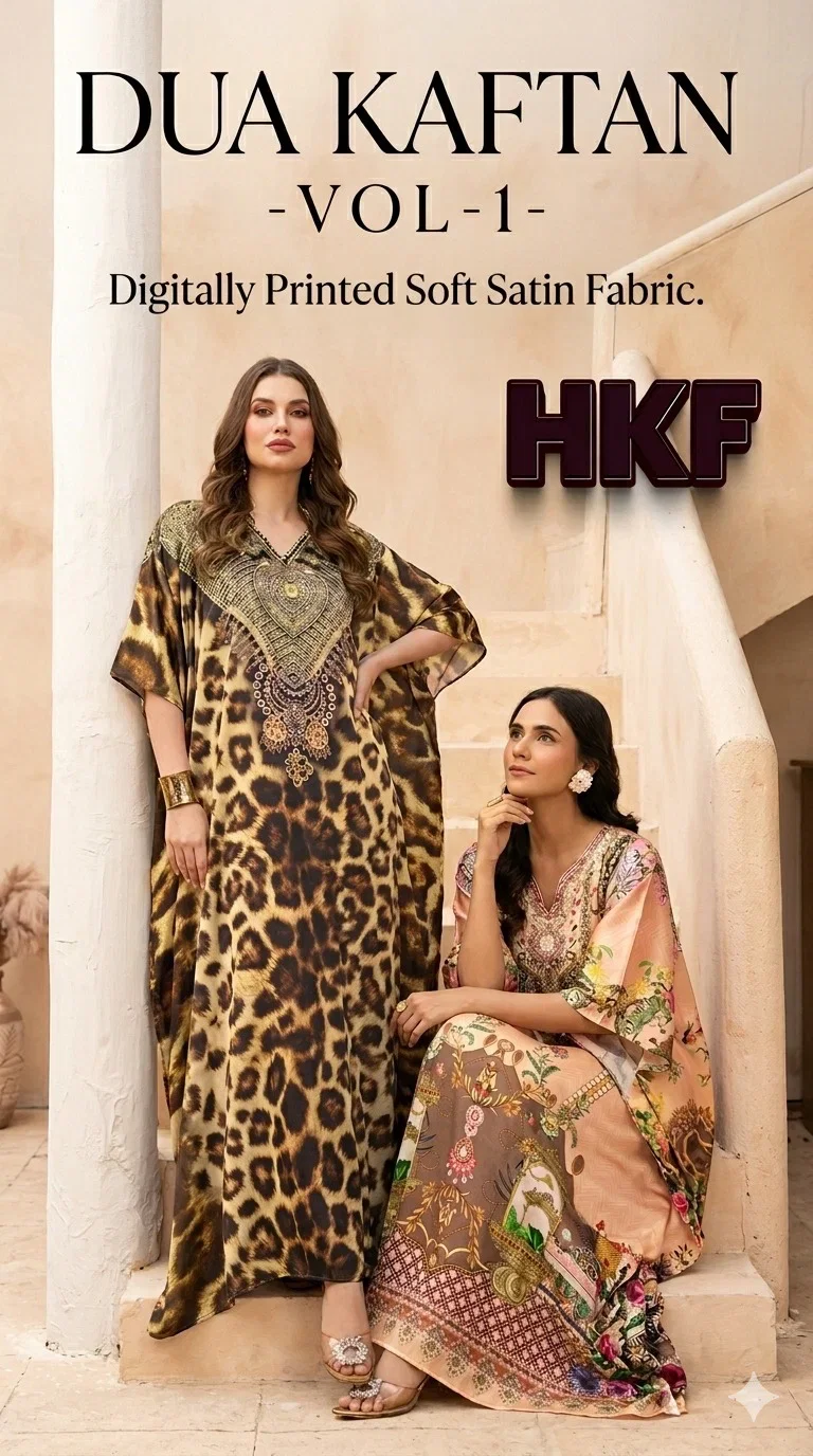 Hkf Dua Kaftan Vol 1 Soft Satin Printed Fancy Kaftan Collection