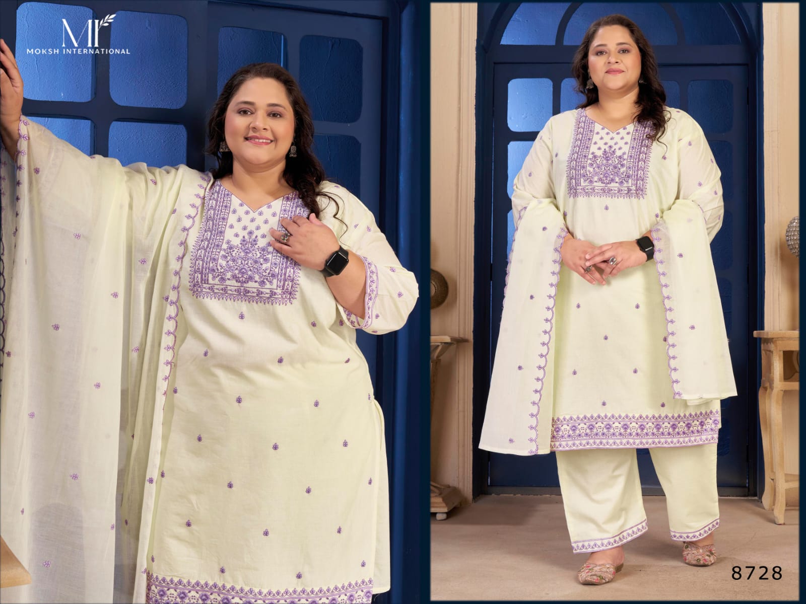 Moksh Plus Size Pure Cotton Vol 2 Cotton Embroidered Kurti With Bottom Dupatta